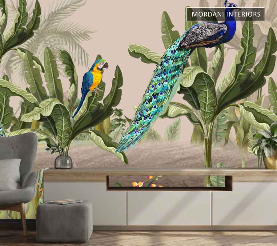 PEACOCK SCENERY TROPICAL WALL MURALS _ M